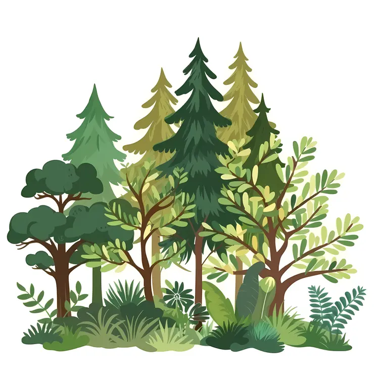 Mixed Forest with Various Trees