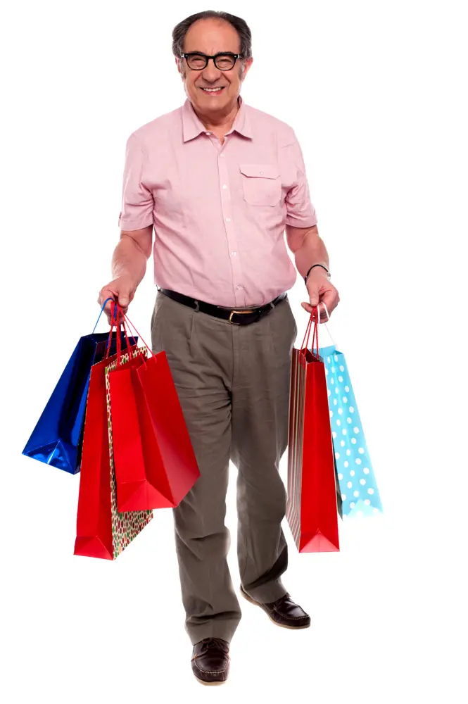 Elderly Man with Shopping Bags