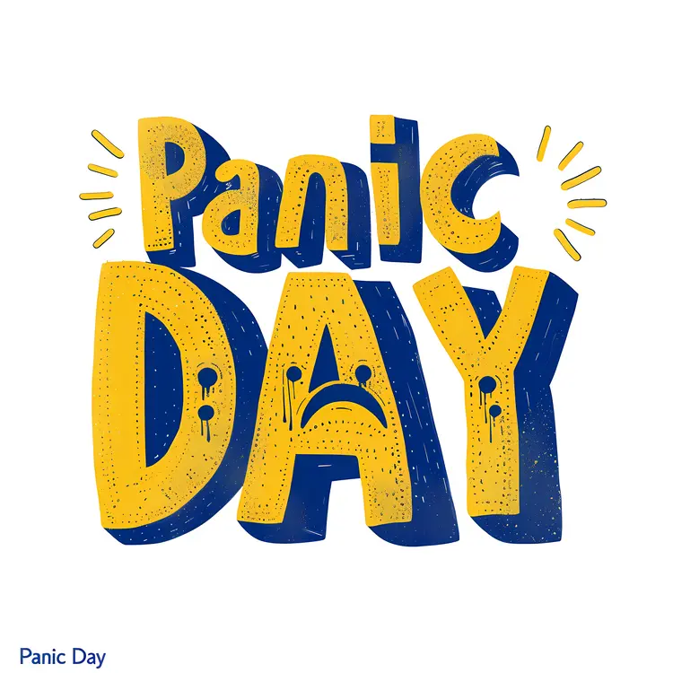 Panic Day Doodle with Yellow and Blue Text