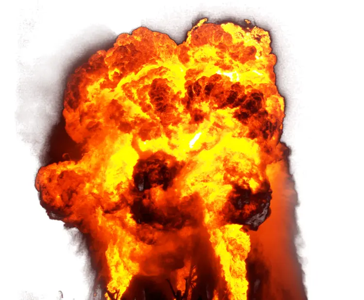Massive Fire Explosion on Transparent Background