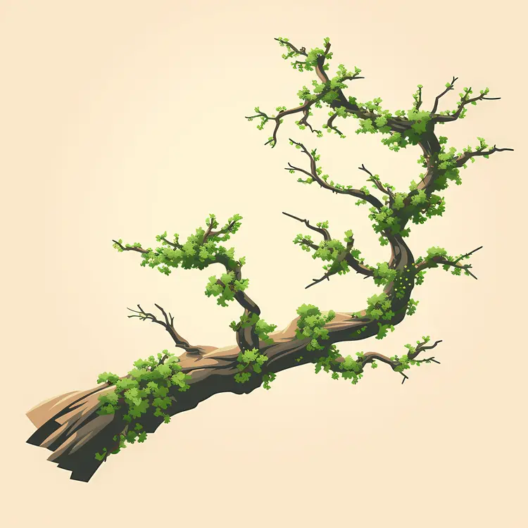 Lush Tree Branch with Green Leaves
