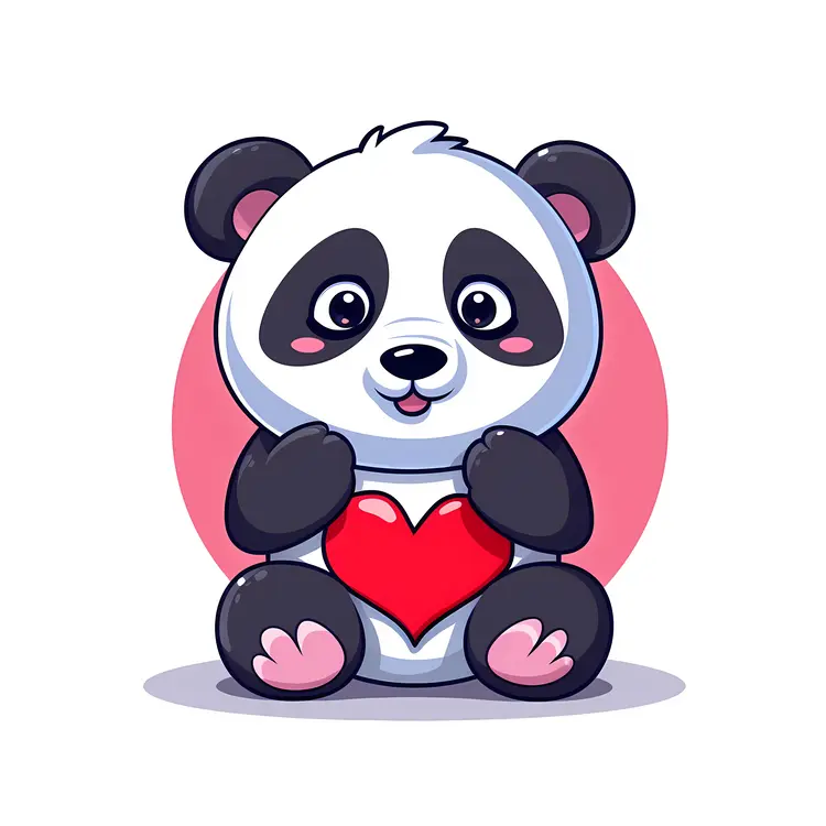 Cute Panda Holding a Heart