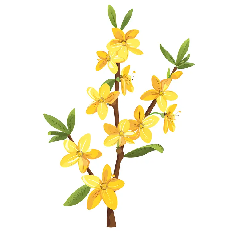 Beautiful Yellow Flowers on a Branch