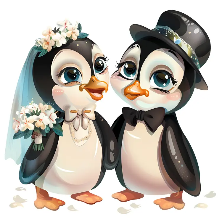 Cute Wedding Penguins