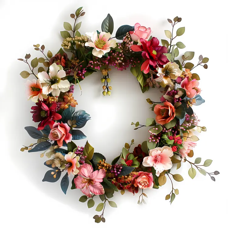 Colorful Floral Wreath with Various Flowers