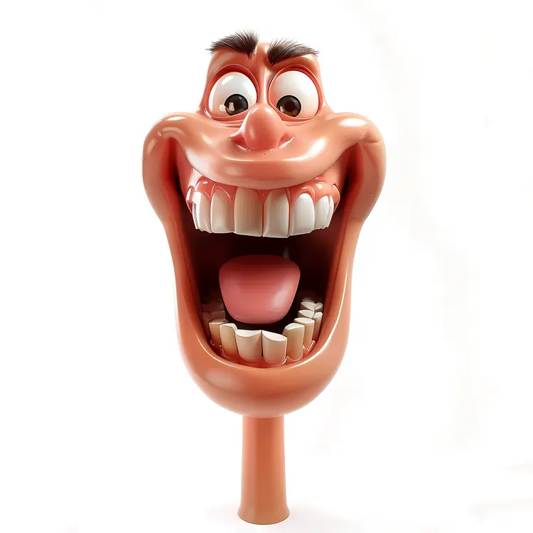 Funny Cartoon Face with Big Mouth