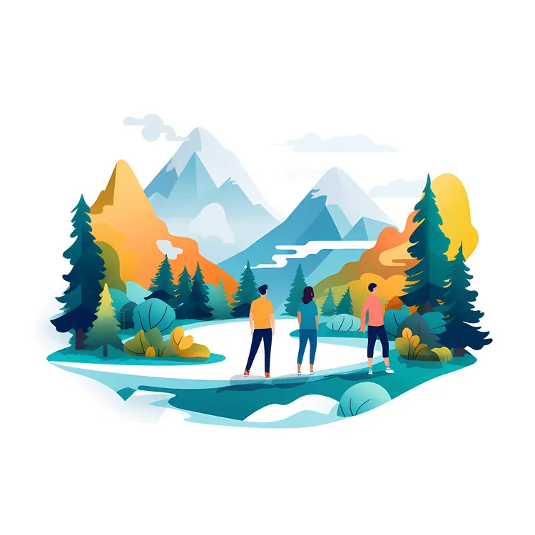 Hikers Admiring Mountain View