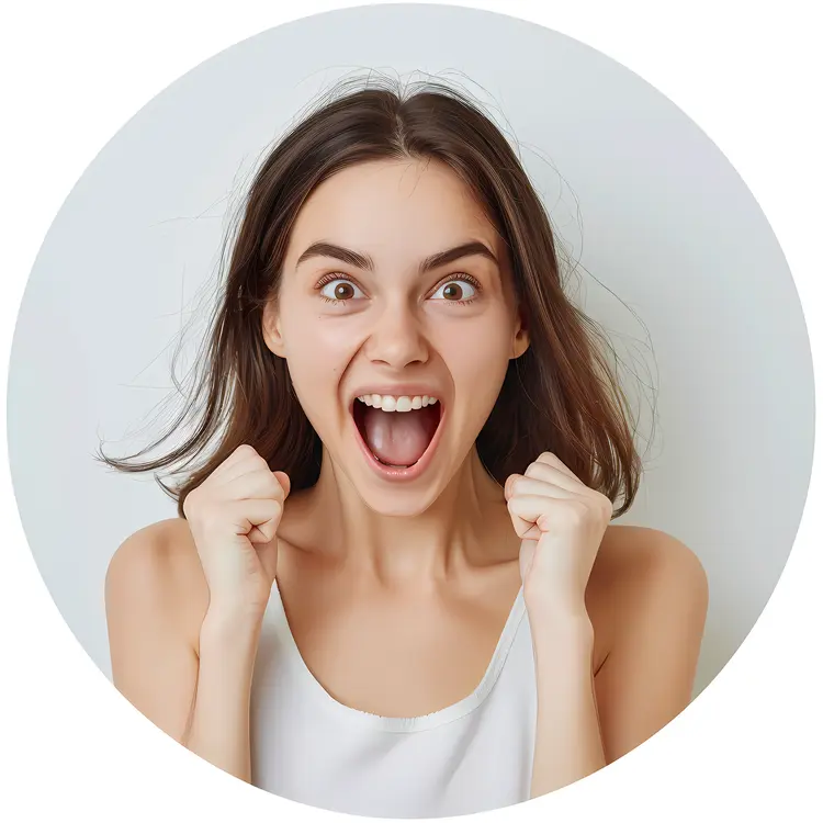Excited Woman Expressing Joy