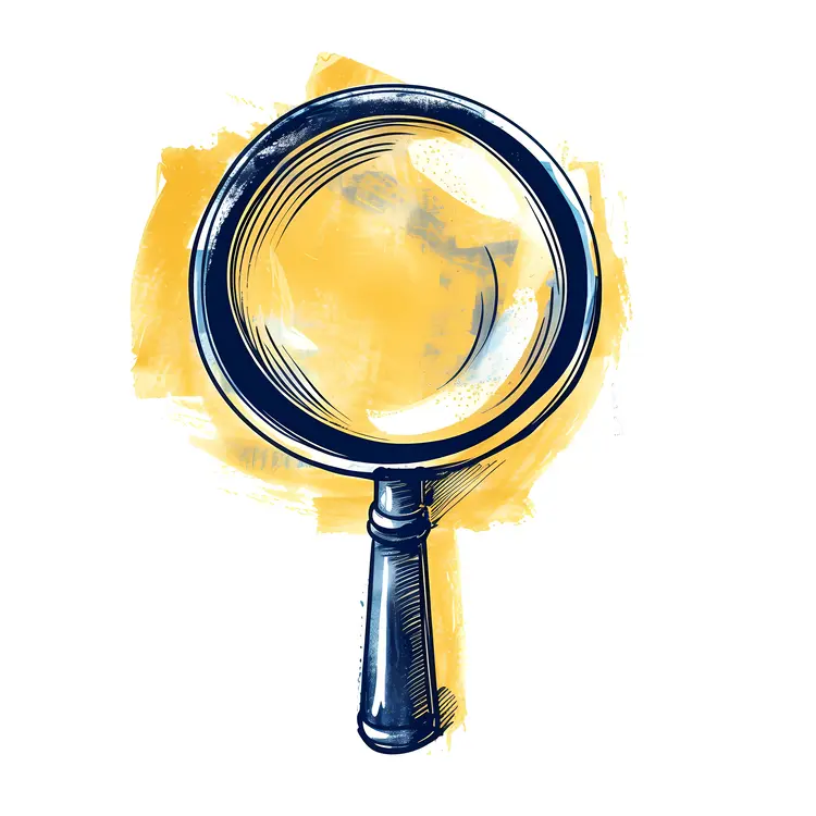 Artistic Magnifying Glass with Yellow Background