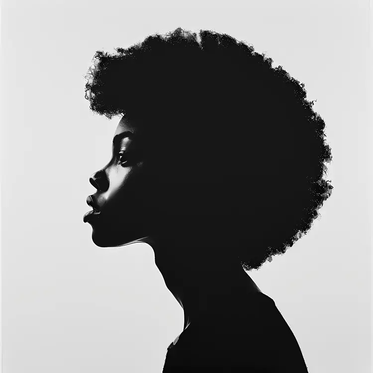 Artistic Silhouette of Woman with Afro Hair