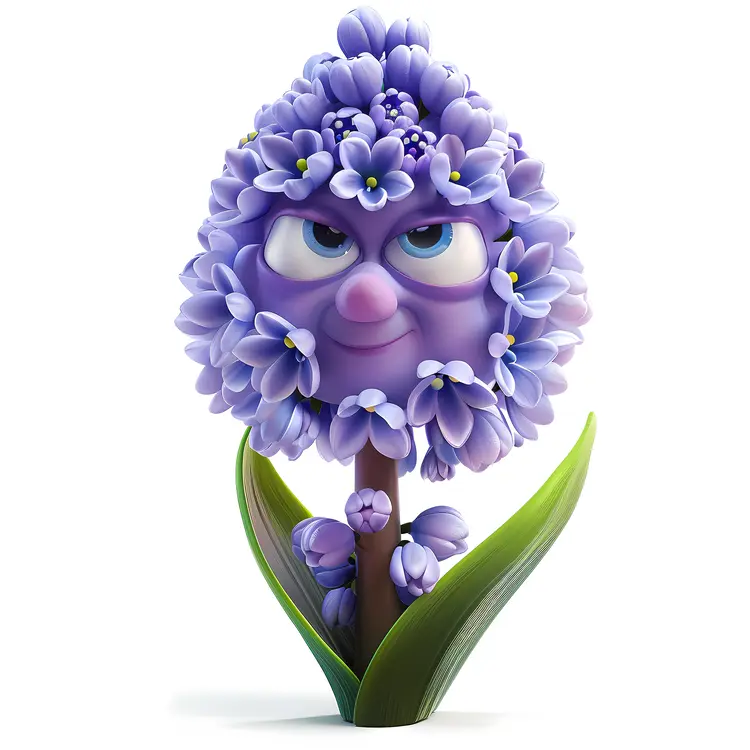 Purple Flower Character with a Smile