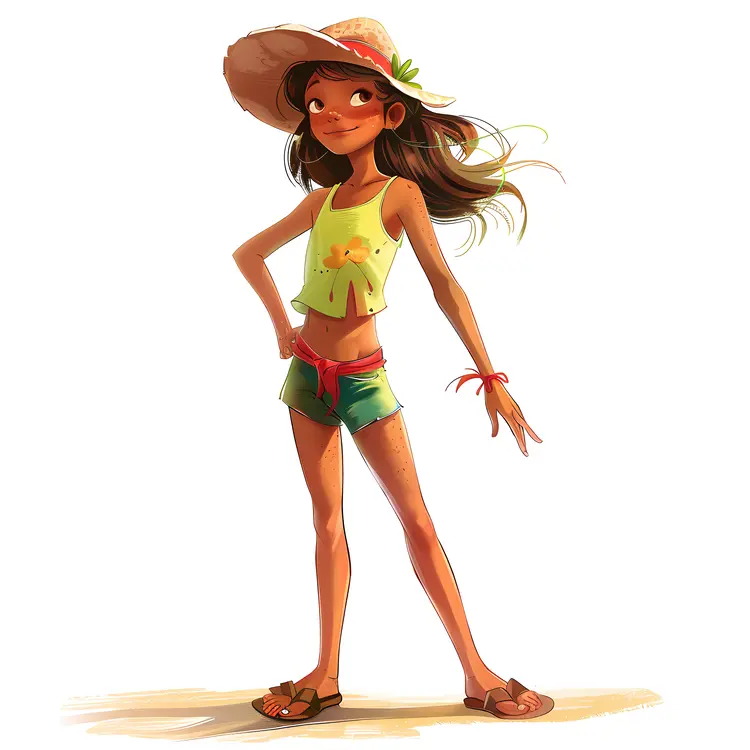 Cheerful Girl in Summer Outfit