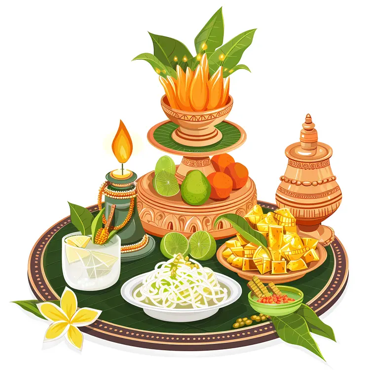 Traditional Ugadi Feast with Various Dishes