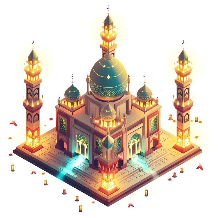 Illuminated Mosque with Festive Lights