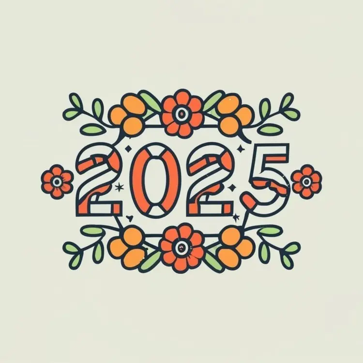 2025 New Year with Floral Decorations