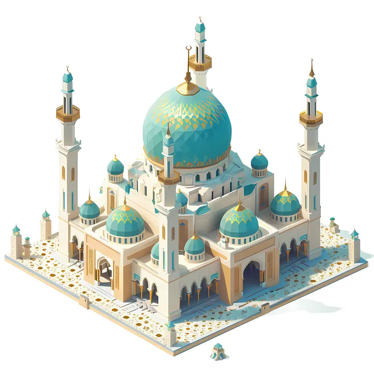 Blue Domed Mosque with Minarets