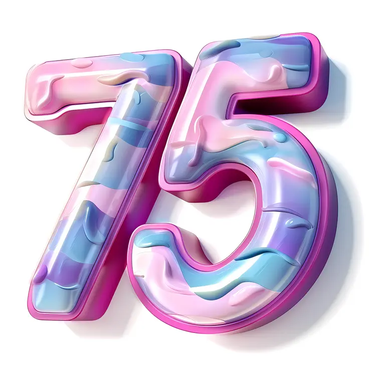 Colorful 3D Number 75