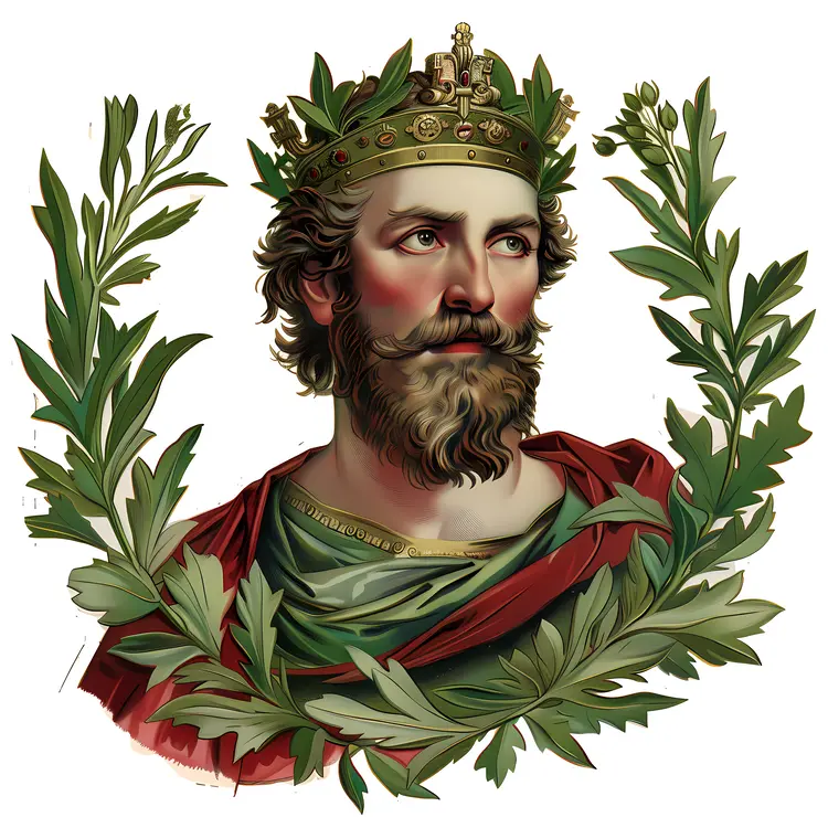 Noble King with Crown and Laurel