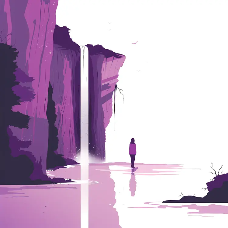 Minimalist Waterfall with Person