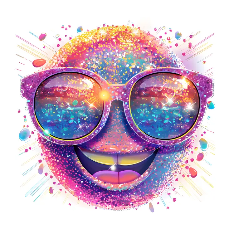 Smiling Emoji with Sunglasses and Glitter