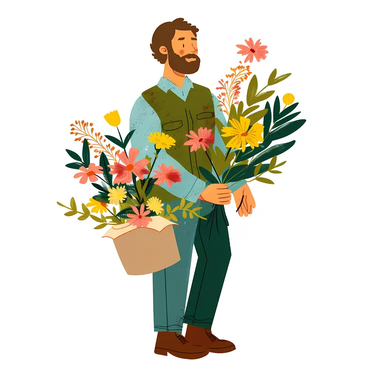 Person Holding Colorful Flower Bouquet