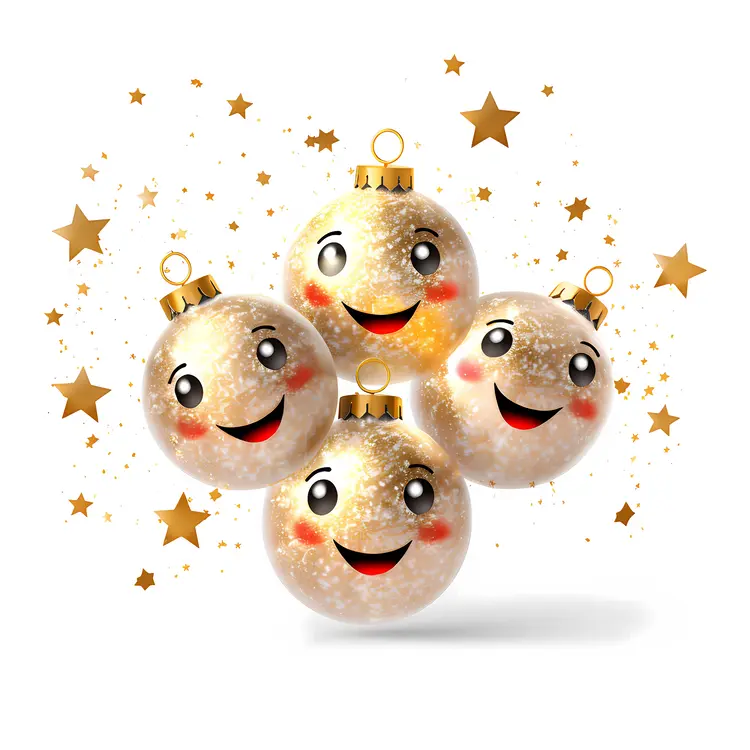 Four Smiling Christmas Ornaments