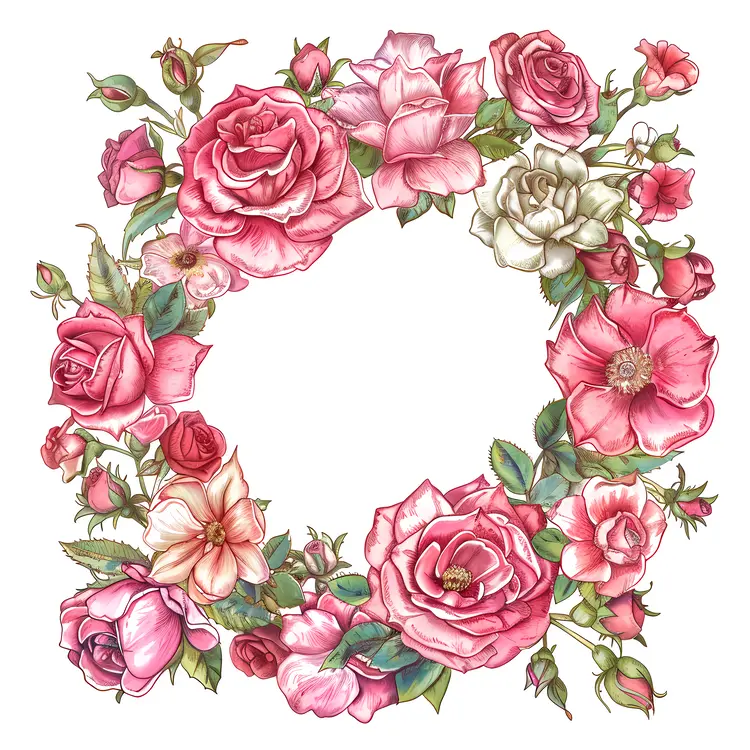 Beautiful Floral Wreath with Pink Roses