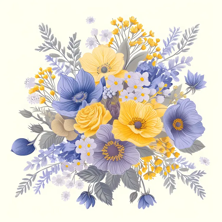 Yellow and Blue Flower Bouquet