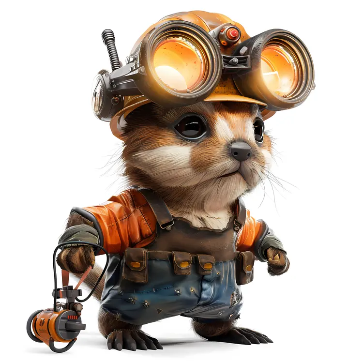 Cute Otter Miner with Tools