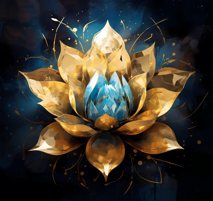 Golden Lotus with Blue Center