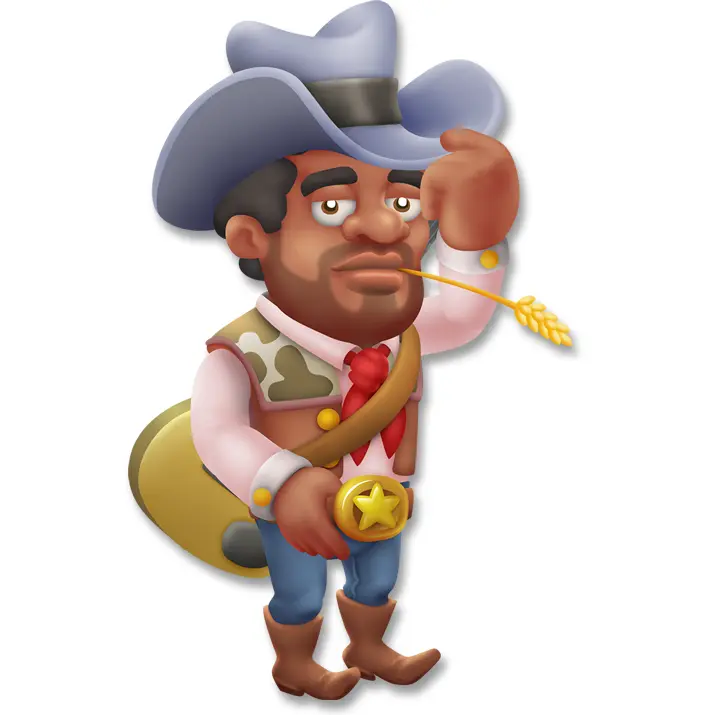 Cartoon Cowboy with Wheat in Mouth