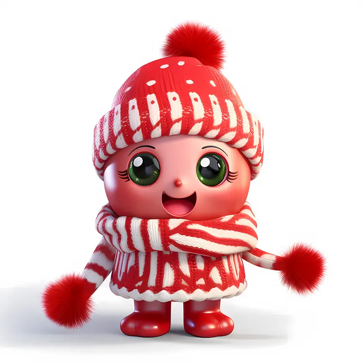 Cute Red and White Winter Character