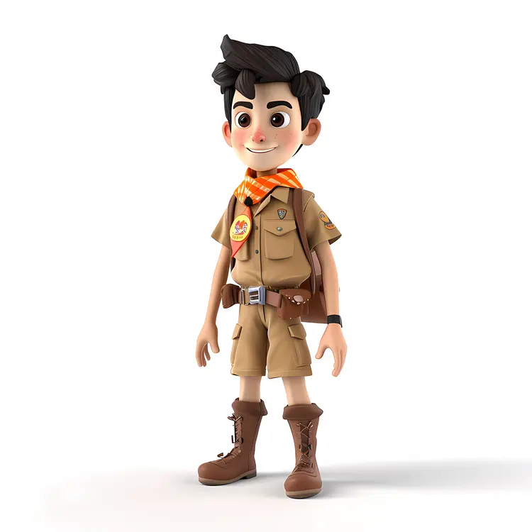 Boy Scout with Orange Scarf