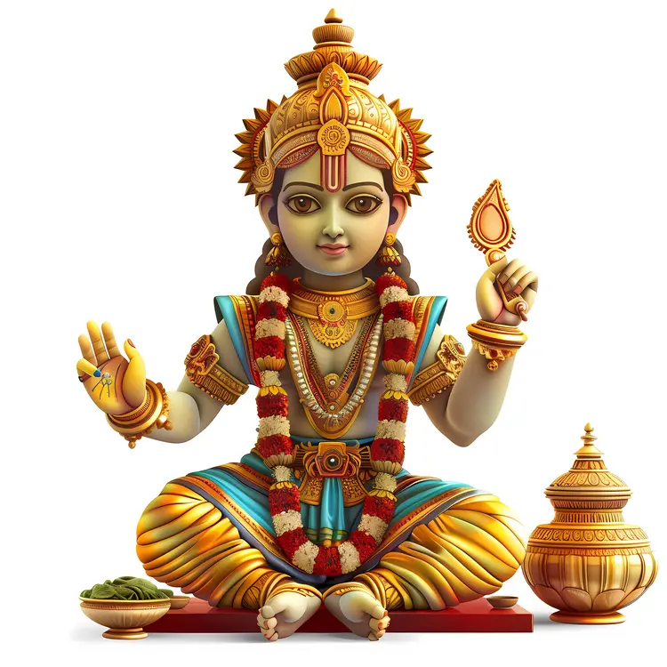 Hindu Deity with Garland