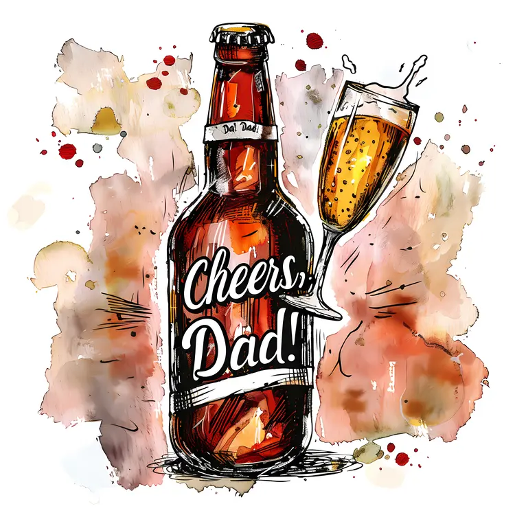 Cheers Dad Beer Bottle with Champagne Glass