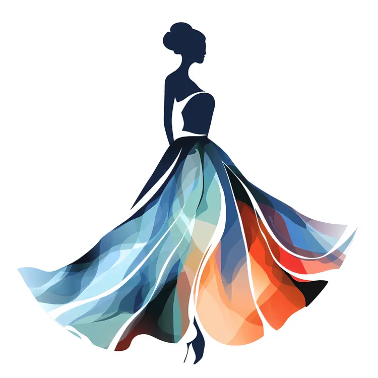 Elegant Silhouette in Colorful Dress