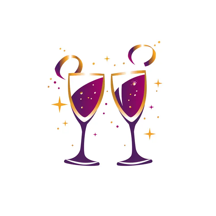 Champagne Glasses with Sparkles