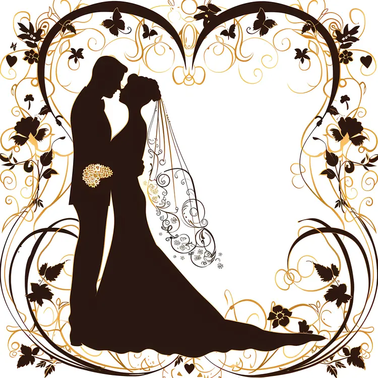 Elegant Wedding Couple Silhouette