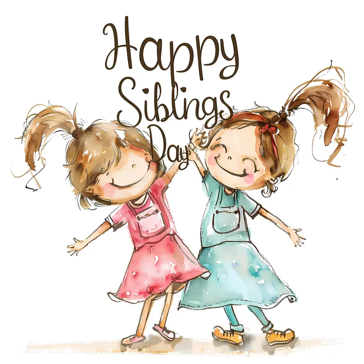 Happy Siblings Day with Hugging Children Illustration