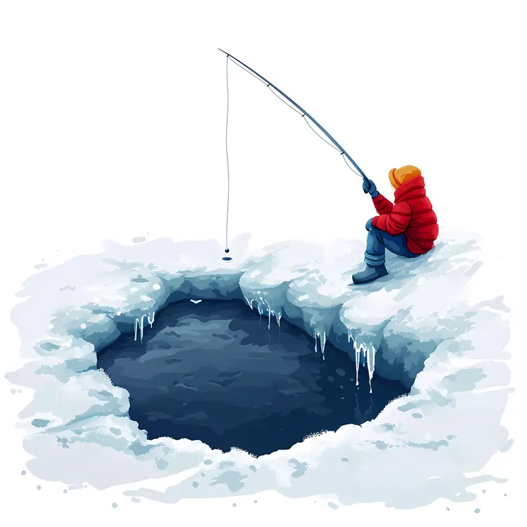 Ice Fishing by the Lake