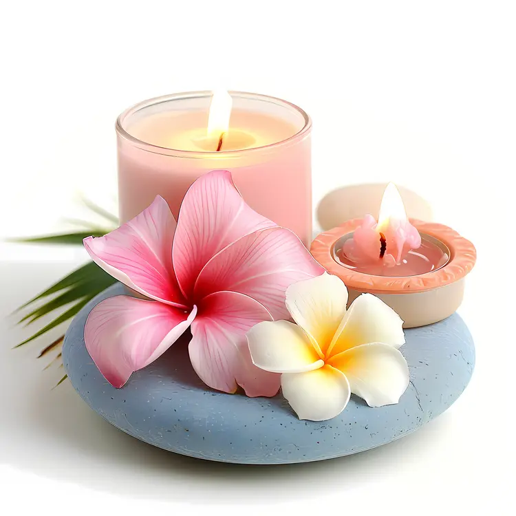 Candles with Plumeria for Tropical Relaxation