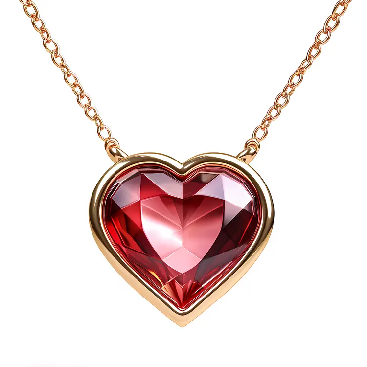 Elegant Red Heart Necklace with Gems