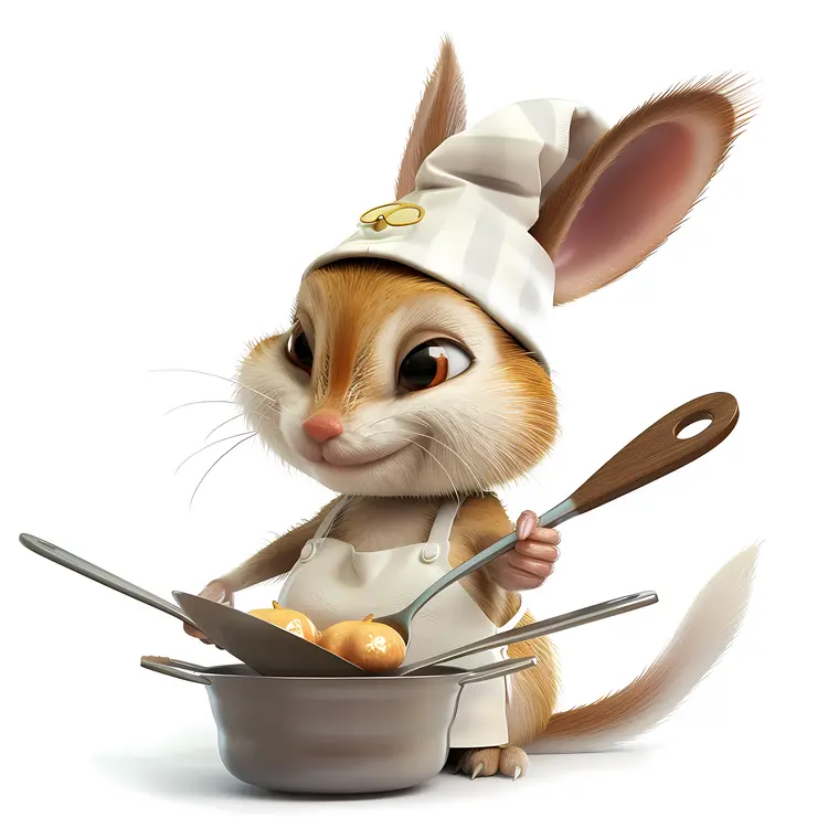 Cute Chef Bunny Cooking in the Kitchen