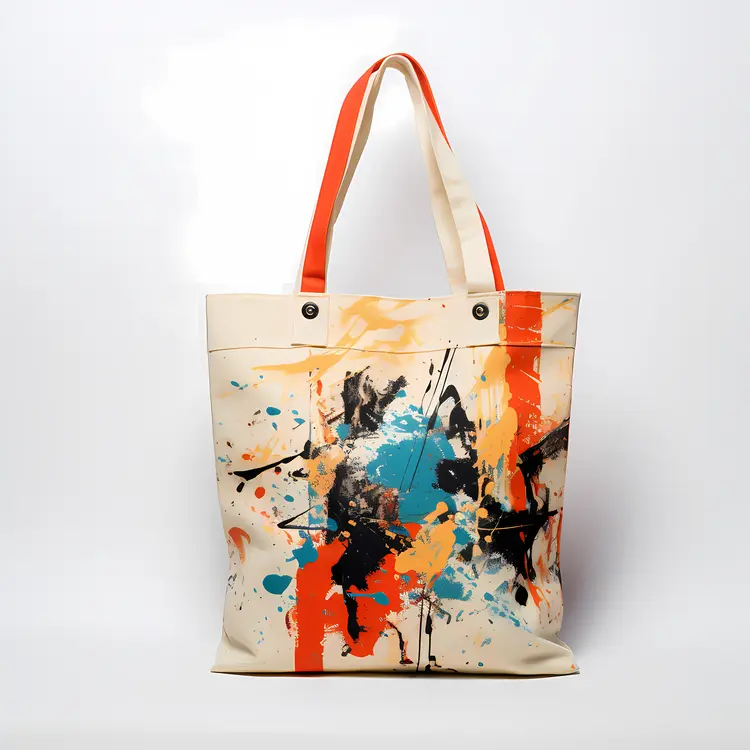Abstract Art Tote Bag with Colorful Paint Splashes