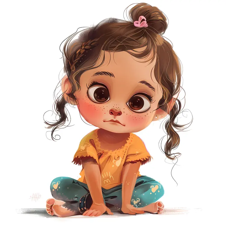 Sad Girl with Curly Hair