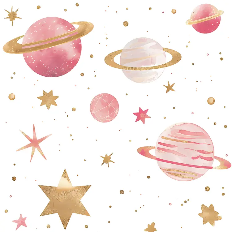 Pink Planets and Gold Stars in Space