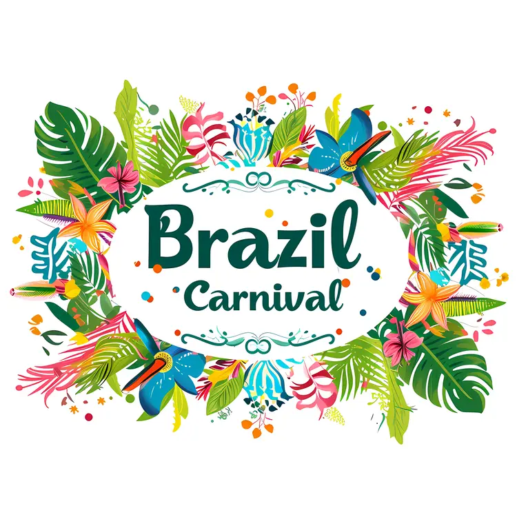 Vibrant Brazil Carnival Celebration with Tropical Elements