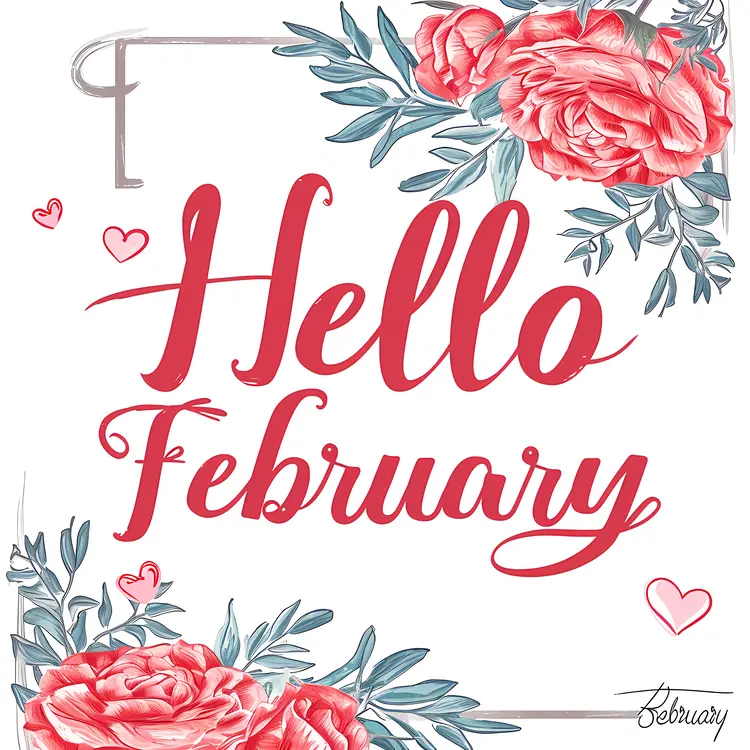 Hello February with Roses and Hearts