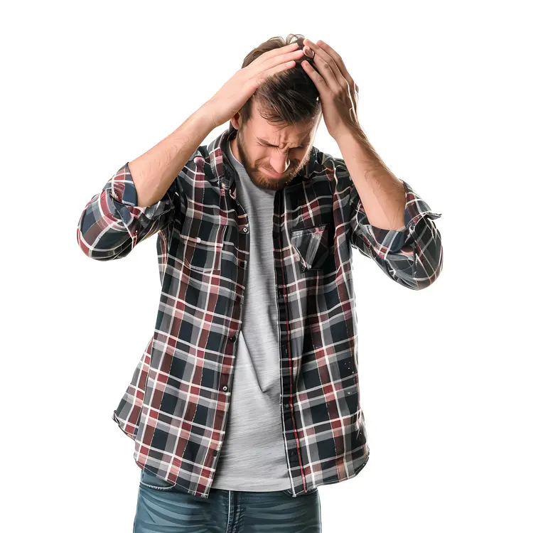 Worried Man in Plaid Shirt