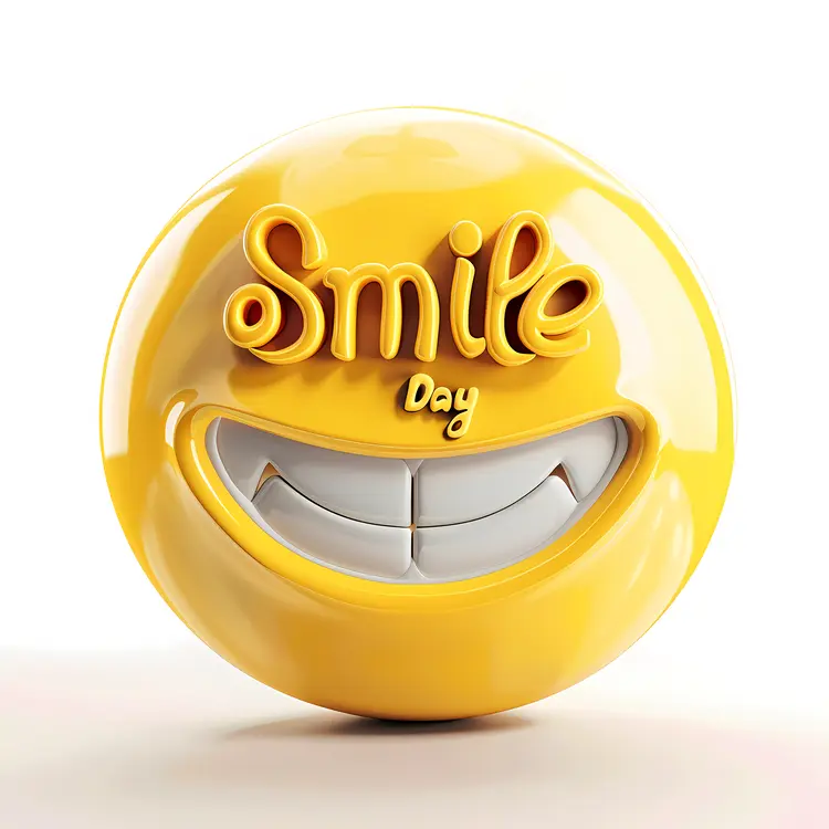 3D Yellow Smile Day Badge